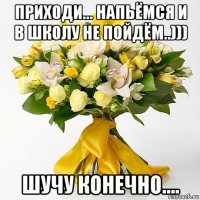 приходи... напьёмся и в школу не пойдём..))) шучу конечно....