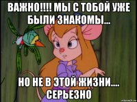 важно!!!! мы с тобой уже были знакомы... но не в этой жизни.... серьезно