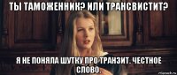 ты таможенник? или трансвистит? я не поняла шутку про транзит. честное слово.