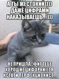 а ты жестокий)))) даже цифрами наказываешь....))) не пришла...фиг тебе хорошие цифорки))) я кстати перфекционист...