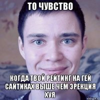 то чувство когда твой рейтинг на гей сайтиках выше чем эрекция хуя