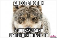 да есть волки в цирках ладно выпендриваться -то