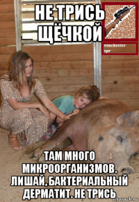 не трись щёчкой там много микроорганизмов. лишай, бактериальный дерматит. не трись