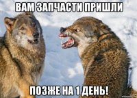 вам запчасти пришли позже на 1 день!