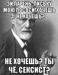 эй,парень, письку мою пососи!хочешь - не хочешь? не хочешь? ты чё, сексист?