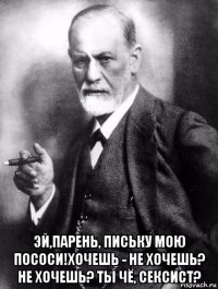  эй,парень, письку мою пососи!хочешь - не хочешь? не хочешь? ты чё, сексист?