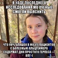 в ходе последнего исследования mu ученые смогли выяснить что 90% бляшек в мозге пациентов с болезнью альцгеймера содержат днк простого герпеса — впг-1