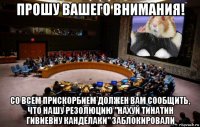 прошу вашего внимания! со всем прискорбием должен вам сообщить, что нашу резолюцию "нахуй тинатин гивиевну канделаки" заблокировали
