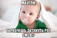 маугли, ты хочешь заткнуть рот змею?