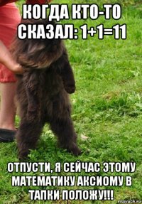 когда кто-то сказал: 1+1=11 отпусти, я сейчас этому математику аксиому в тапки положу!!!
