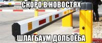 скоро в новостях шлагбаум долбоёба
