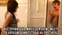  всё правильно. мясу для ебли - место в холодильнике,чтобы не протухло
