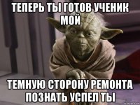 теперь ты готов ученик мой темную сторону ремонта познать успел ты