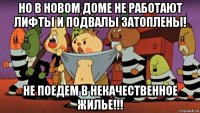 но в новом доме не работают лифты и подвалы затоплены! не поедем в некачественное жилье!!!