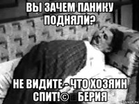 вы зачем панику подняли? не видите - что хозяин спит!©️берия