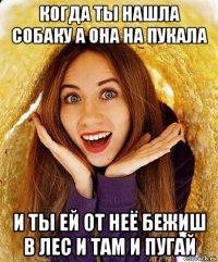 когда ты нашла собаку а она на пукала и ты ей от неё бежиш в лес и там и пугай