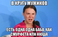 в кругу мужиков есть одна одна баба, как смурфета или нюша