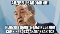 андрец, запомнии! нельзя удалять таблицы, они сами не восстанавливаются