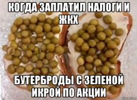 когда заплатил налоги и жкх бутерброды с зеленой икрой по акции