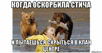 когда оскорбила стича и пытаешься скрыться в клан центре