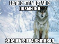 если с утра встал с похмелья значит вчера выпивал