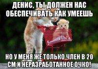 денис, ты должен нас обеспечивать как умеешь но у меня же только член в 20 см и неразработанное очко!
