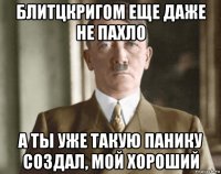 блитцкригом еще даже не пахло а ты уже такую панику создал, мой хороший