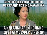 хорошая жена знает сколько муж кладет ложек сахара в чай а идеальная - сколько дует атмосфер в кенду