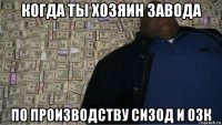 когда ты хозяин завода по производству сизод и озк