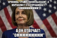 прикинь, трамп такой выходит, а журналист его спрашивает: "оммммммммм" а он отвечает: "оммммммммм"