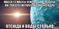 масса 1,5 массы земли, диаметр 14000 км, тяжёлое металлогидридное ядро отсюда и воды столько