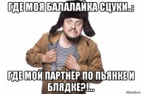 где моя балалайка сцуки..: где мой партнёр по пьянке и блядке?!...