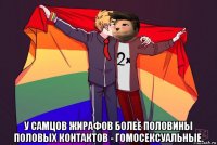  у самцов жирафов более половины половых контактов - гомосексуальные.