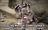  подставь мне свою ёбаную задницу! я знаю, ты хочешь, чтобы я тя отодрал!