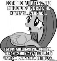 если я скажу тебе, что мне больше всего не хватает... сейчас.... ты останешься рядом... со... мной...? или... будешь моей частью разбитого сепдца?...