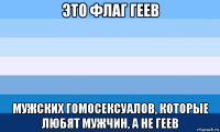 это флаг геев мужских гомосексуалов, которые любят мужчин, а не геев