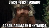 в мэтро нэ пускают сабак, лашадэй и китайцэв