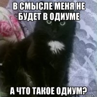 в смысле меня не будет в одиуме а что такое одиум?