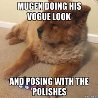 mugen doing his vogue look and posing with the polishes