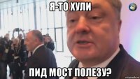 я-то хули пид мост полезу?