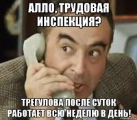 алло, трудовая инспекция? трегулова после суток работает всю неделю в день!