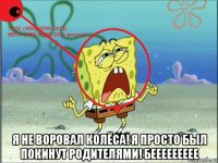  я не воровал колёса! я просто был покинут родителями! беееееееее
