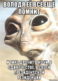 володя её всё ещё помнит и тихо дрочит в ночи, в одиночестве, в своей президентской резиденции