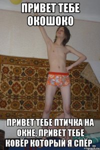привет тебе окошоко привет тебе птичка на окне, привет тебе ковёр который я спёр..