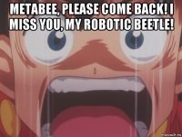 metabee, please come back! i miss you, my robotic beetle! 