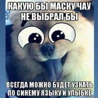какую бы маску чау не выбрал бы всегда можно будет узнать по синему языку и улыбке
