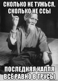 сколько не тужься, сколько не ссы последняя капля всё равно в трусы