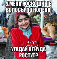 у меня роскошные волосы по колено. угадай откуда ростут?