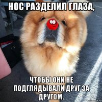 нос разделил глаза, чтобы они не подглядывали друг за другом.
