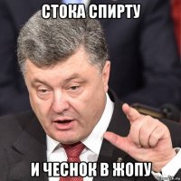 стока спирту и чеснок в жопу